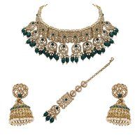 Timeless Squares Reverse AD Mehandi plated choker Necklace set