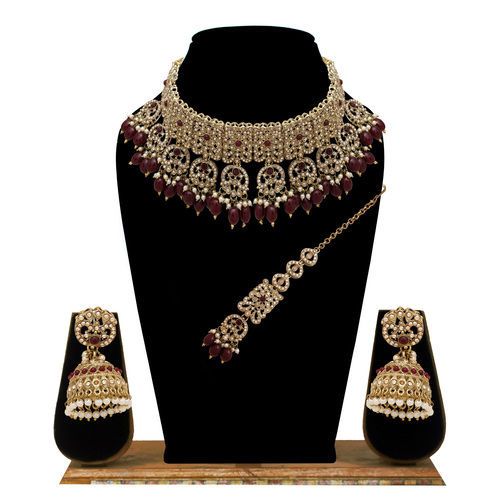 Timeless Squares Reverse Ad Mehandi Plated Choker Necklace Set.