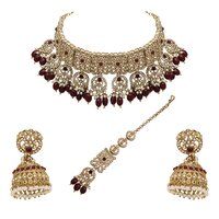 Timeless Squares Reverse AD Mehandi plated choker Necklace set.