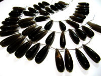 Natural Smoky Quartz Long Tear Drop Plain Beads 1 inch Long Strand 8 inch long