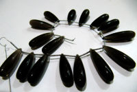 Natural Smoky Quartz Long Tear Drop Plain Beads 1 inch Long Strand 8 inch long