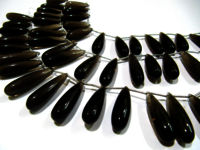 Natural Smoky Quartz Long Tear Drop Plain Beads 1 inch Long Strand 8 inch long