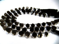 Natural Smoky Quartz Faceted Teardrop 6x10mm to 9x15mm Beads Strand 8''long