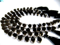 Natural Smoky Quartz Faceted Teardrop 6x10mm to 9x15mm Beads Strand 8''long