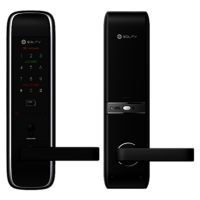 Solity Gm-5500k Digital Smart Card Handle Door Lock - Fire-proof Design, Smart Touchpad With Led Notifications, Soft Curves, Mechanical Key Override, Remote Control Option, Low Battery Alarm