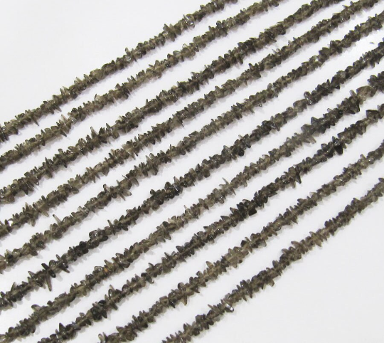 Natural Smoky Quartz Uncut Nugget 3-4mm Beads Strand 34 Inches Long