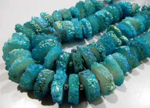 Light Blue Color Solar Quartz Beads 15to20mm  beads 8 inches long