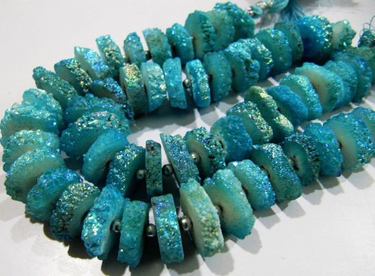 Light Blue Color Solar Quartz Beads 15to20mm  beads 8 inches long