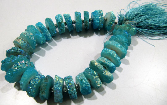 Light Blue Color Solar Quartz Beads 15to20mm  beads 8 inches long