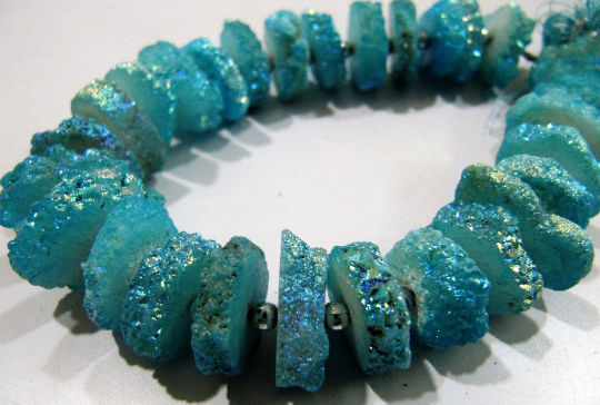 Light Blue Color Solar Quartz Beads 15to20mm  beads 8 inches long