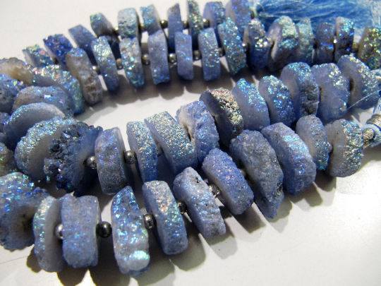 Tanzanite Color Solar Quartz Beads 10 to 13mm beads Strand 8 inches long