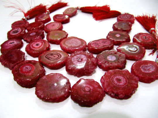 Ruby Solar Quartz  Rondelle Shape 25mm Beads Strand10 Inches Long