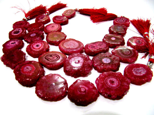 Ruby Solar Quartz  Rondelle Shape 25mm Beads Strand10 Inches Long