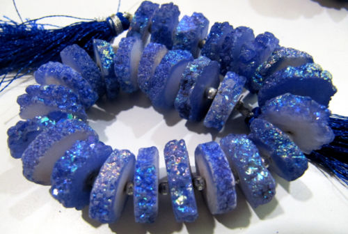 Dark Tanzanite Color Solar Quartz 14 to 18mm Beads Strand 8 inch Long