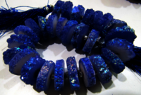 Dark Tanzanite Color Solar Quartz Disc Beads - 14 To 18mm Size, Sparkling Druzy Strand 8 Inches Long For Jewelry Making