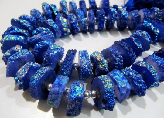 Dark Tanzanite Color Solar Quartz 14 to 18mm Beads Strand 8 inch Long