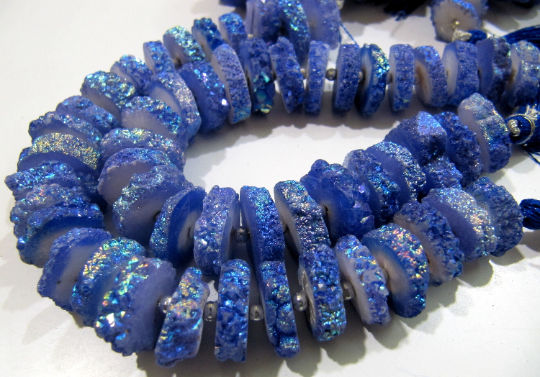 Dark Tanzanite Color Solar Quartz 14 to 18mm Beads Strand 8 inch Long