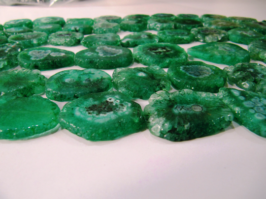 Green Solar Quartz Rondelle Shape 25mm Beads Strand10 Inches Long