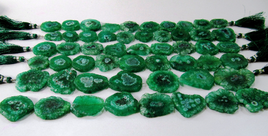 Green Solar Quartz Rondelle Shape 25mm Beads Strand10 Inches Long