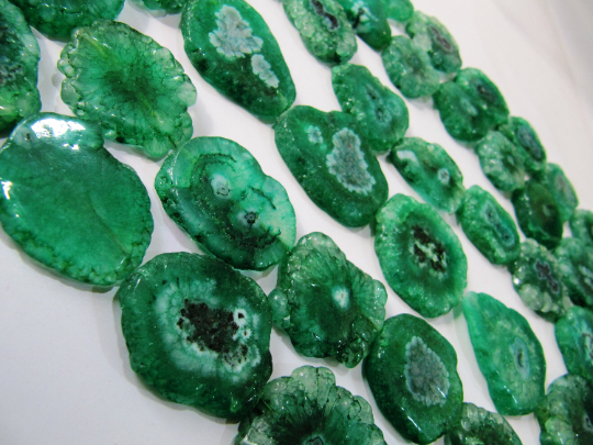 Green Solar Quartz Rondelle Shape 25mm Beads Strand10 Inches Long