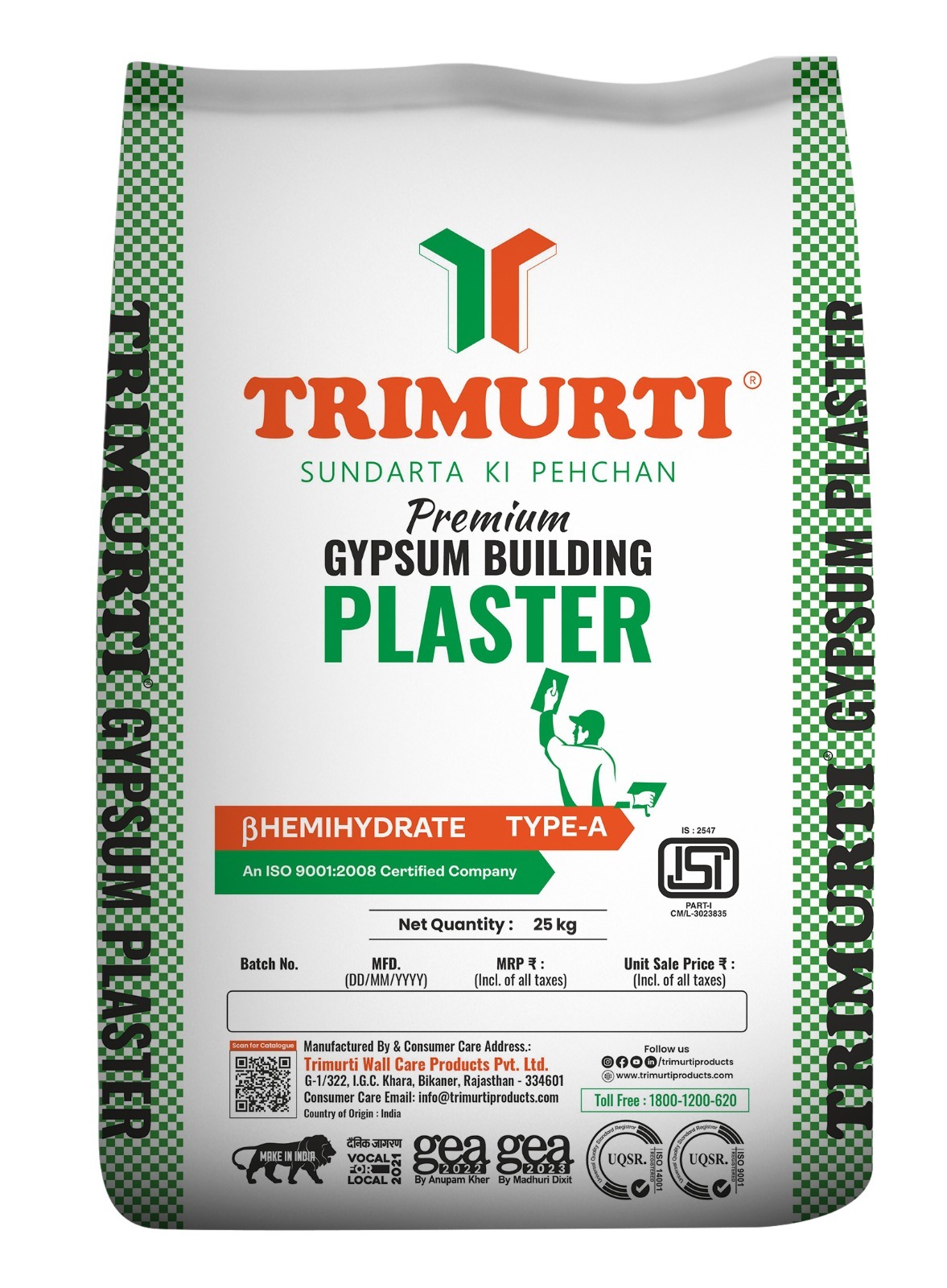 Trimurti 25 kg Gypsum Plaster (Plaster Of Paris)