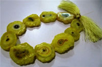 Natural Lemon Color Solar Quartz Druzy 20 to 30mm Strand 10 inches long