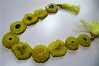 Natural Lemon Color Solar Quartz Druzy 20 to 30mm Strand 10 inches long