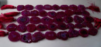 Hot Pink Solar Quartz Druzy  Rondelle Shape 25 to 40mm Beads Strand 10''long