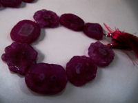 Hot Pink Solar Quartz Druzy  Rondelle Shape 25 to 40mm Beads Strand 10''long