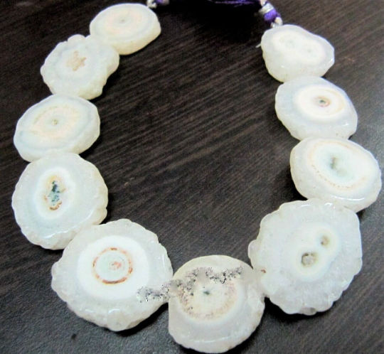 Natural White Solar Quartz Druzy  Rondelle Shape 20 to 30mm Beads strand 7-8''long