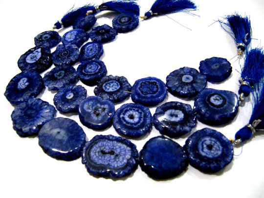 Blue Sapphire Solar Quartz Beads 20-25mm Beads Strand 8-9 Inches Long