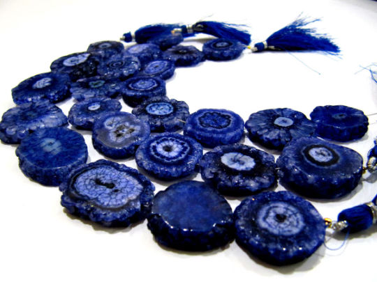 Blue Sapphire Solar Quartz Beads 20-25mm Beads Strand 8-9 Inches Long