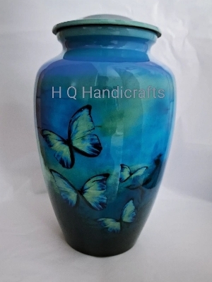 Classic Flying Butterfly Printed Design Cremation Urn - Color: Multiple Colours