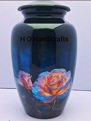 Classic Beautiful Flowers Printed Design Cremation Urn - Color: #000018