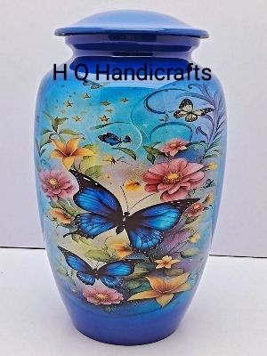 Classic Flying Butterfly Cremation Ash Urn - Color: Blue