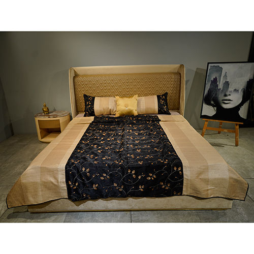 Gold With Black Net Bed Cover - Color: Different Available