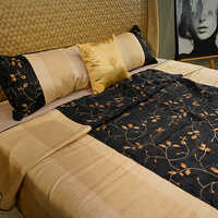 Gold With Black Net Bed Cover