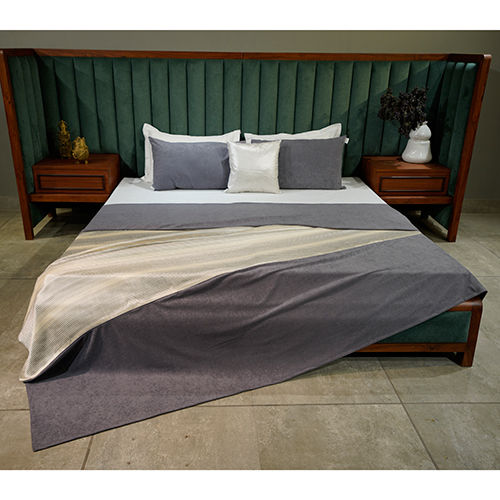 Grey Bed Cover With Fabric