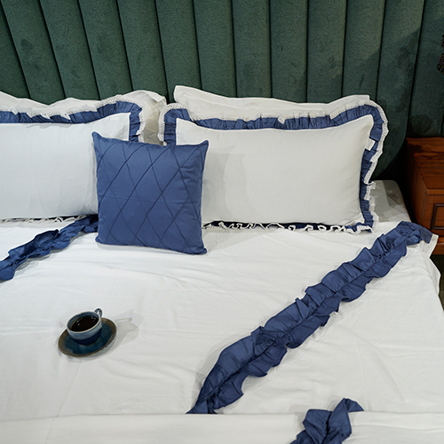 Blue Frill Bed Cover