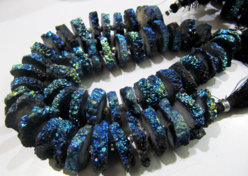 Royal Blue Color Solar Quartz Slice 20mm beads Strand 8 inch Long