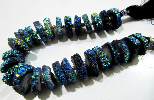 Royal Blue Color Solar Quartz Slice 20mm beads Strand 8 inch Long