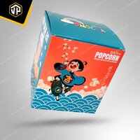 Popcorn Packaging Box - Food-grade Paper With Custom Size, Glossy Lamination Finish - Secure Closure, Ventilation Holes, Customizable Printing Options