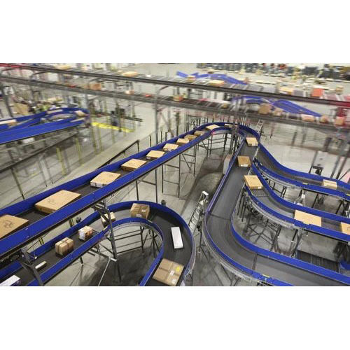 Sorting Belt Conveyor - Mild Steel, Flat Belt Design, Industrial Use | 1 Year Warranty, Blue Color