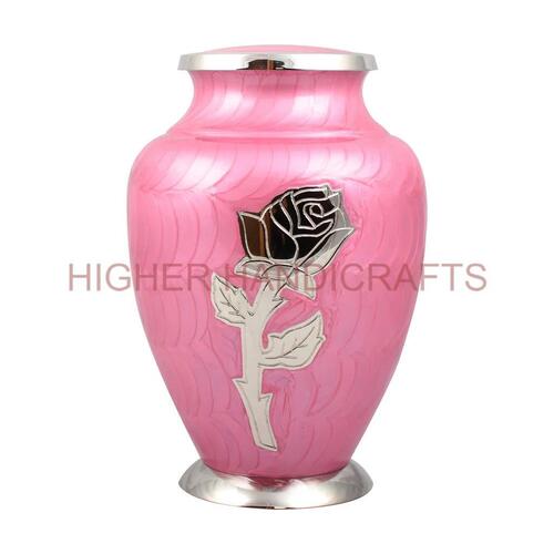 Arial Pink Rose Cremation Urn for Women Ashes - Solid Metal Funeral Urns Supplies