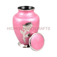 Arial Pink Rose Cremation Urn for Women Ashes - Solid Metal Funeral Urns Supplies