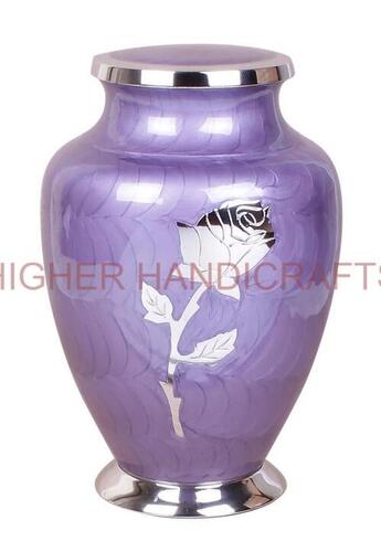 Purple Rose Engraved Human Cremation Urn For Ashes - Customized Funeral Urns Supplier - Finishing: Enamel