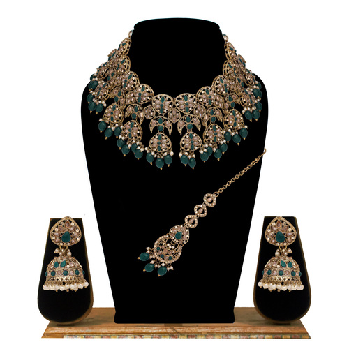 Divine Dream Reverse AD Mehandi plated Choker necklace set