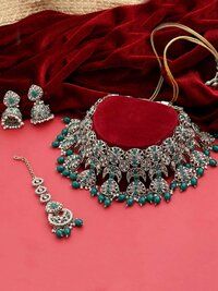 Divine Dream Reverse AD Mehandi plated Choker necklace set