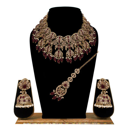 Divine Dream Reverse AD Mehandi plated Choker necklace set.