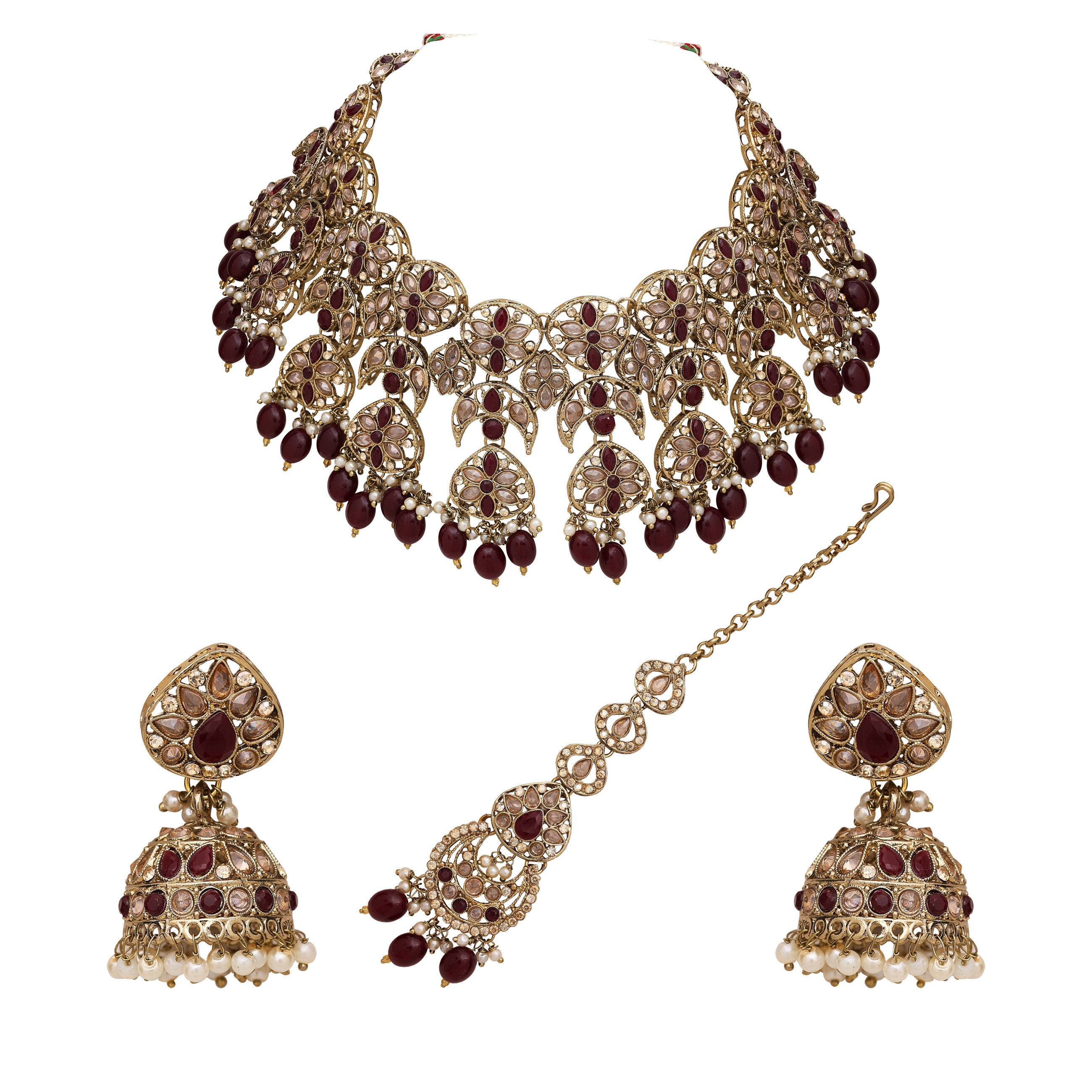 Divine Dream Reverse AD Mehandi plated Choker necklace set.